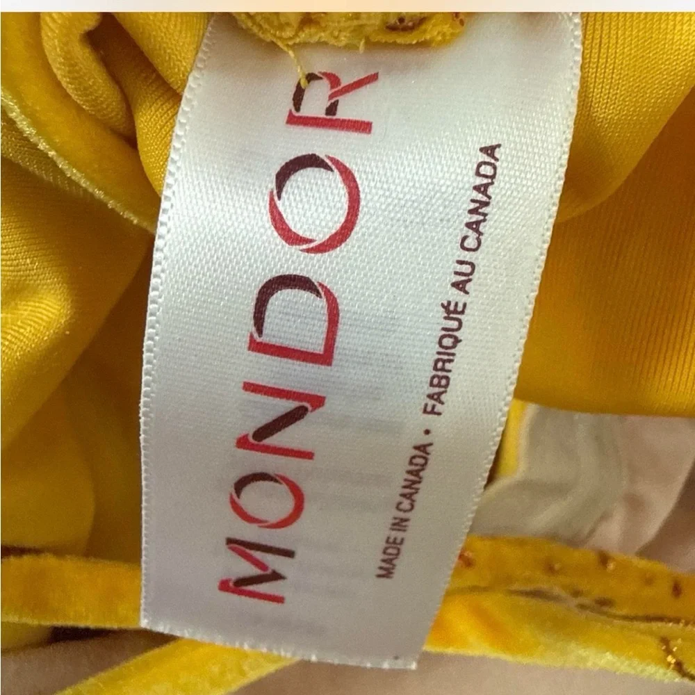 Girls' Mondor Ice Skating Velvet Floral Long-Sleeve Bodysuit in Yellow